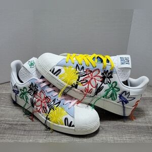Adidas Super Earth White Sneakers with Multicolor Embroidery